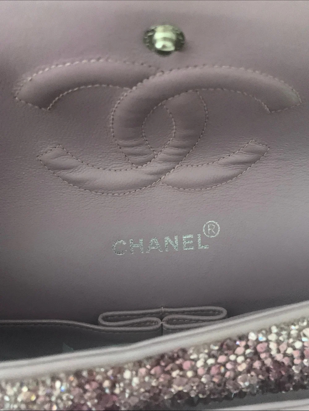 NWT CHANEL Sparkling Purple Shoulder Bag with Chain Strap FIRM. Unique!!